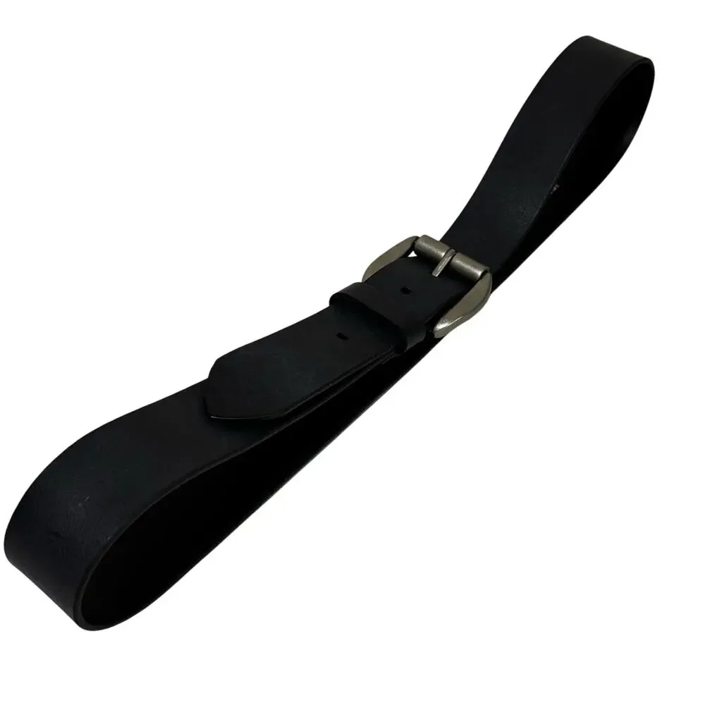 Levi’s black leather belt unisex size 38 brushed nickel buckle classic casual